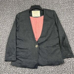 Cartonnier Blazer Jacket Women XS Gray Knit Polka Dot Lining One Button